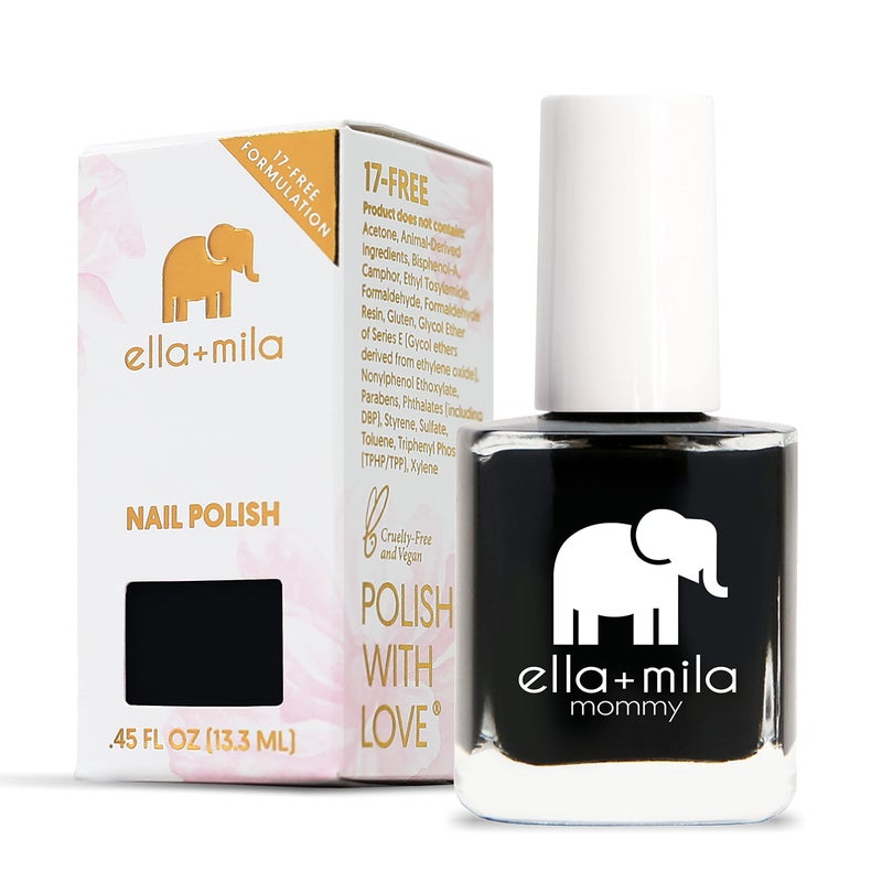 ella mila ella+mila Professional, Quick Dry, Long-Lasting & Chip-Resistant Black Nail Polishes (Lights Out - 0.45 fl oz) - Image 1
